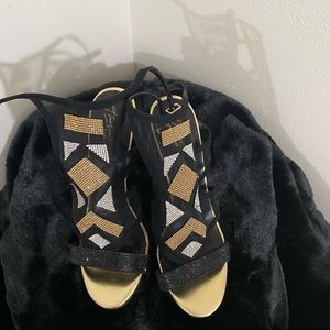 Bling mesh evening heels